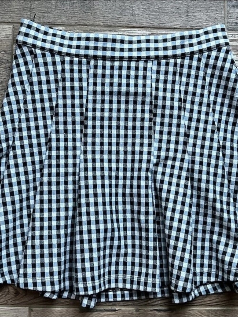 Free People Blue and Black Gingham Mini Skirt
